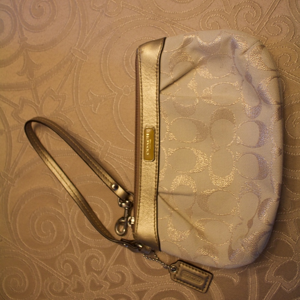 Monogrammed Gold Coach Wristlet
